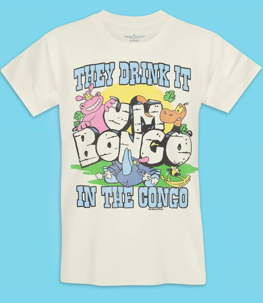 famous forever exclusive um bongo they drink it in the congo colourful nostalgic t shirt 80s advert tropical drink