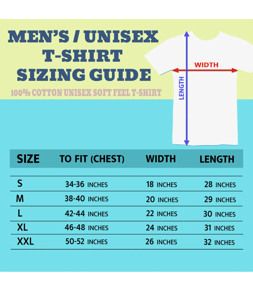 retro tees men's unisex cotton t-shirt size chart