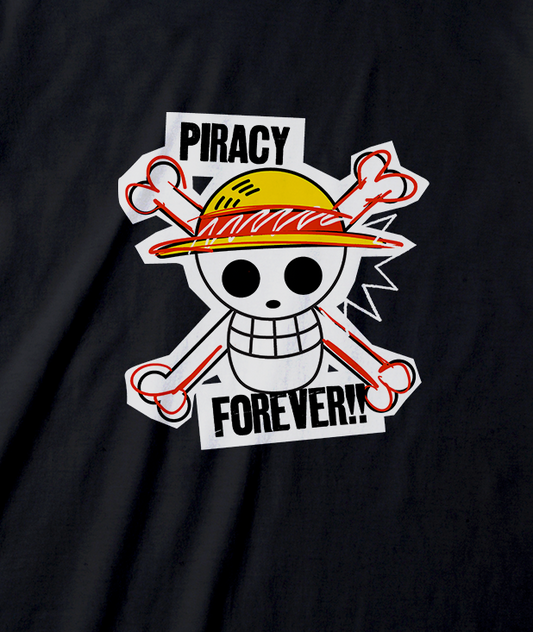 One Piece - Piracy Forever Black T-Shirt