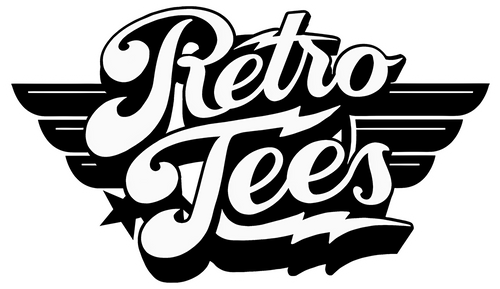 Retro Tees black and white logo featuring Retro Tees in custom text
