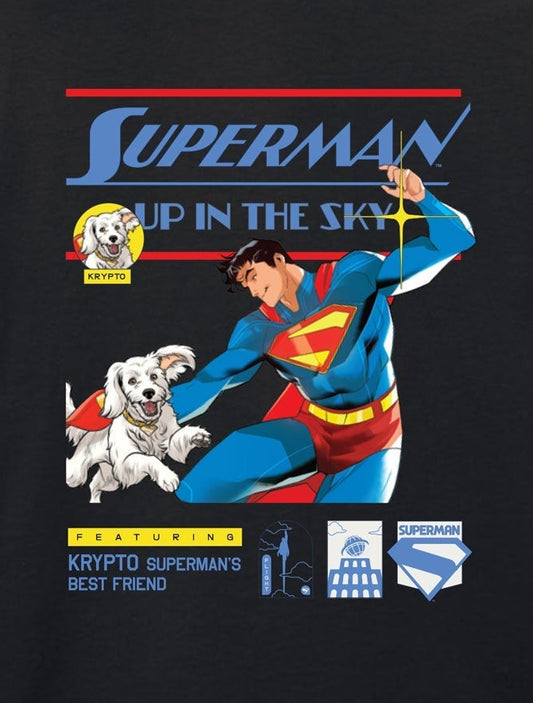 Superman - Up In The Sky Black T-Shirt