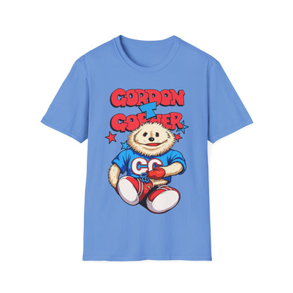 Blue t-shirt with a cartoon character and 'Gordon Gopher' text on a white background