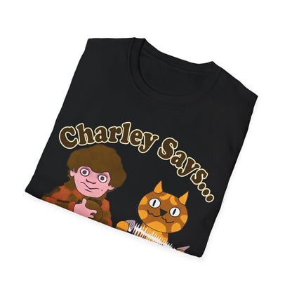 Charley Says Meow Unisex T-Shirt | Retro Advert