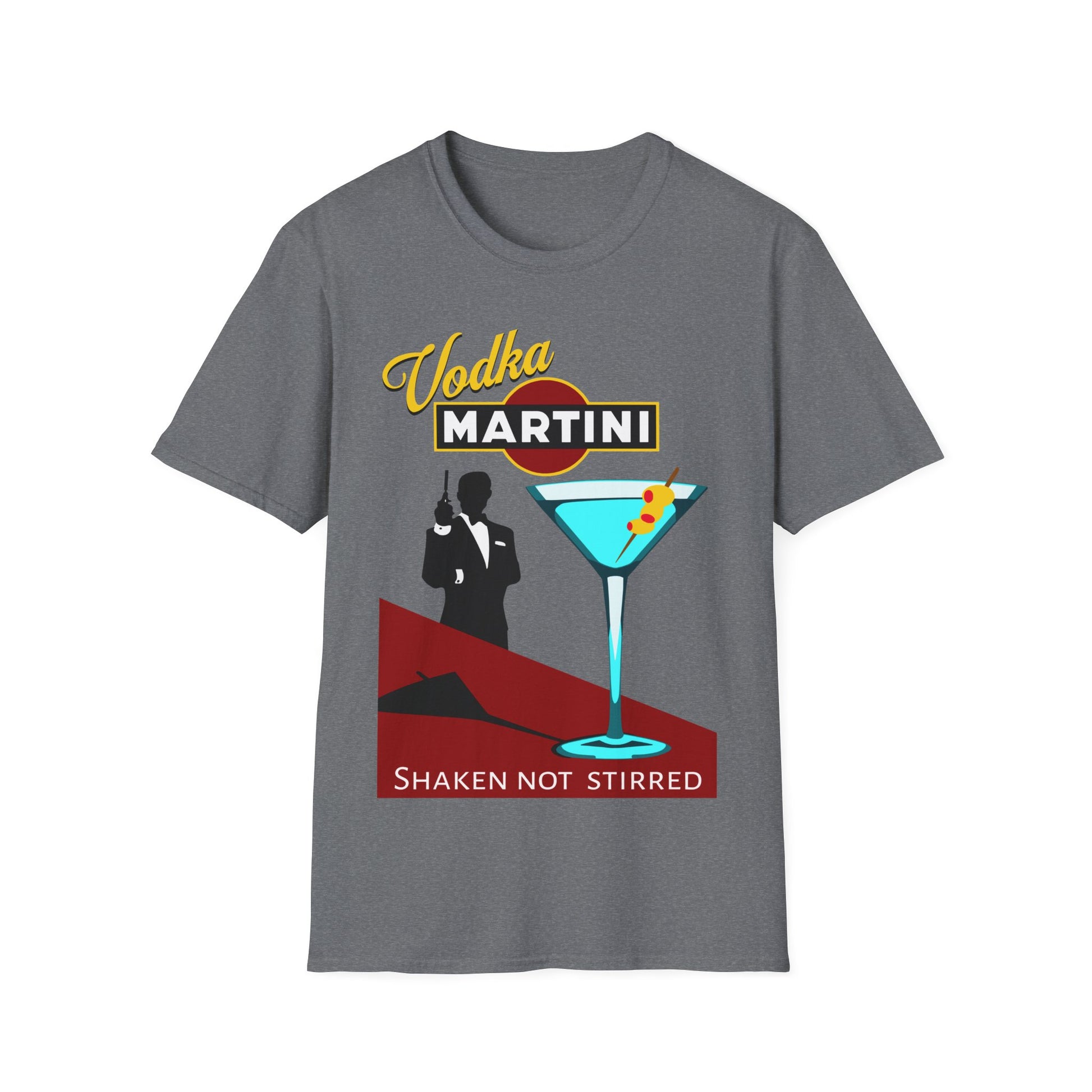 Grey Vodka Martini shaken not stirred short sleeve t-shirt