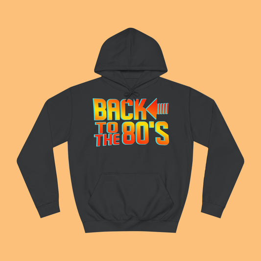 Black hoodie with 'Back to the 80's' text 