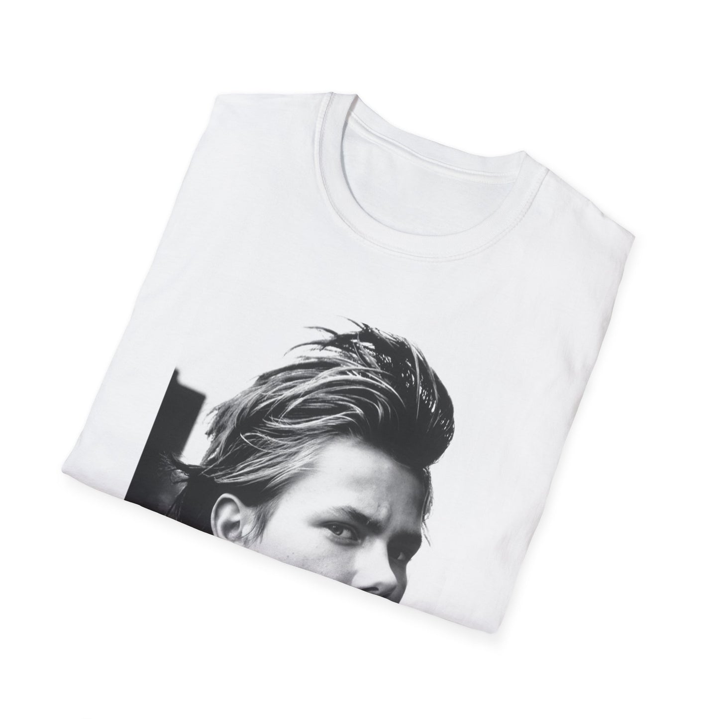 Young River Phoenix Black and White Portrait T-Shirt | Retro Photo Tee