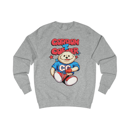 Grey sweatshirt with a cartoon 80s Puppet character and 'Gordon T Gopher' text 