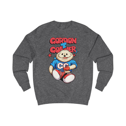 Grey heather sweatshirt with a cartoon 80s Puppet character and 'Gordon T Gopher' text 