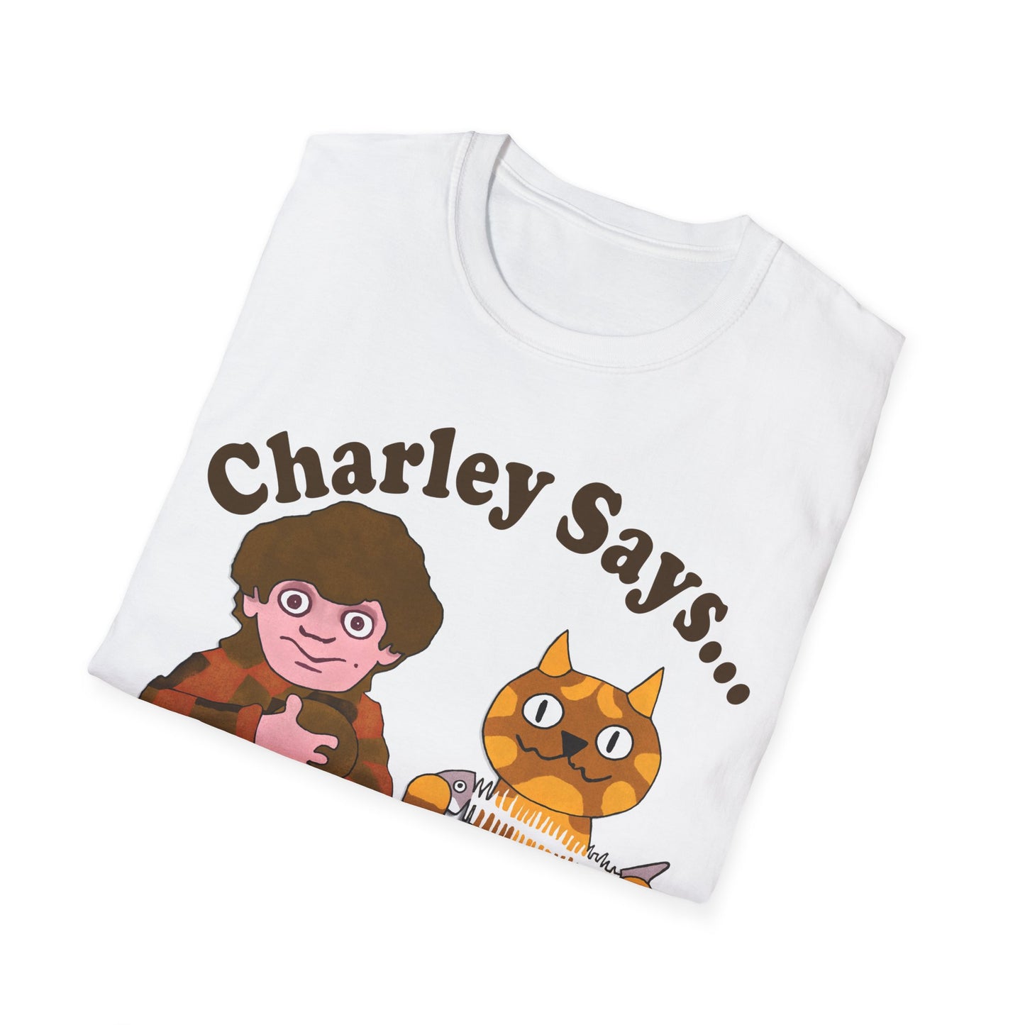 Charley Says Meow Unisex T-Shirt | Retro Safety Advert