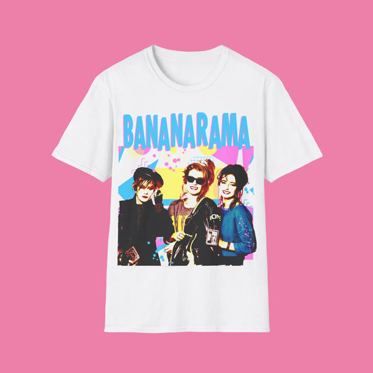 White t-shirt with 'BANANARAMA' stylized design
