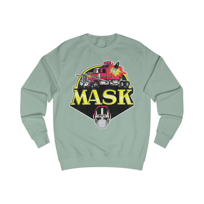 Light green sweatshirt with 'MASK' graphic design on a white background