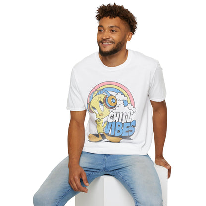 Tweety 'Chill Vibes' T-Shirt — Retro Rainbow Headphone Tee