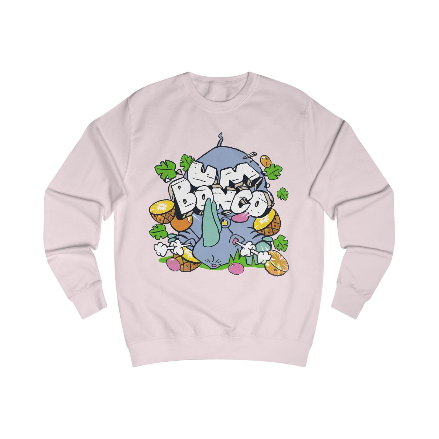 Official Um Bongo Hippo baby pink sweatshirt with colourful graphic Rhino  design, Exclusive to Retro Tees
