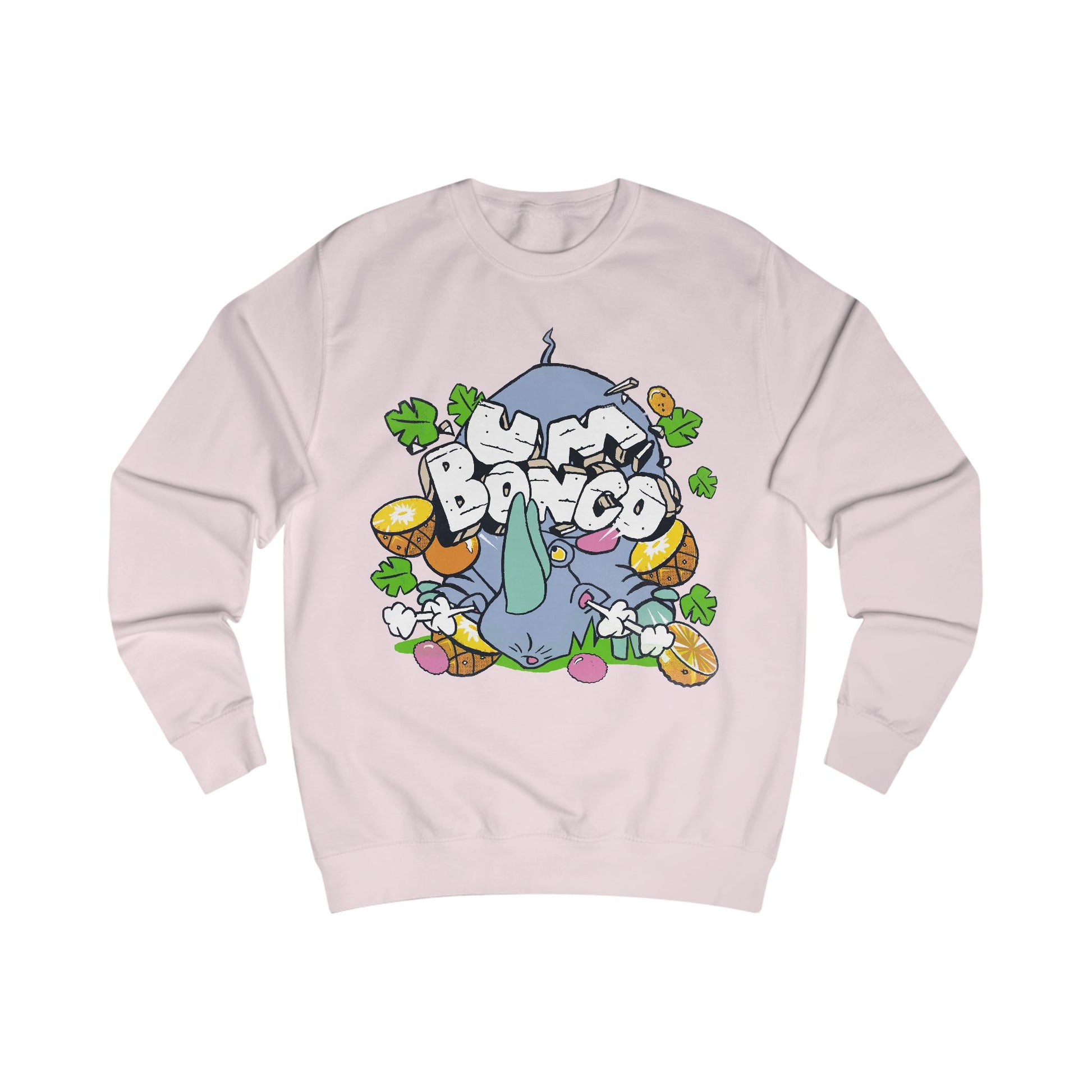 Official Um Bongo Hippo baby pink sweatshirt with colourful graphic Rhino  design, Exclusive to Retro Tees
