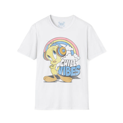 Tweety 'Chill Vibes' T-Shirt — Retro Rainbow Headphone Tee