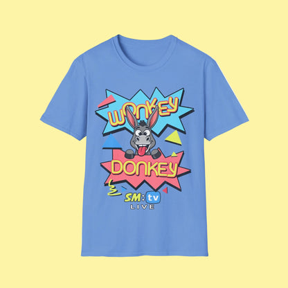 Blue short Sleeve  t-shirt with colourful 'Wonkey Donkey' SM TV Live graphic design