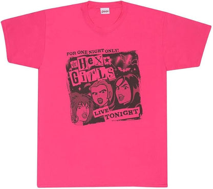 Bold pink short sleeve t-shirt featuring Scooby Doo Hex Girls For one night only graphics