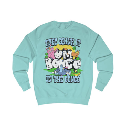 Official Um Bongo They Drink It In The Congo peppermint sweatshirt with colourful graphic Rhino  design, Exclusive to Retro Tees