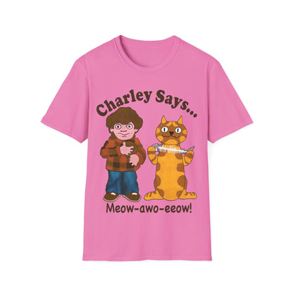 Charley Says Meow Unisex T-Shirt | Retro Safety Advert