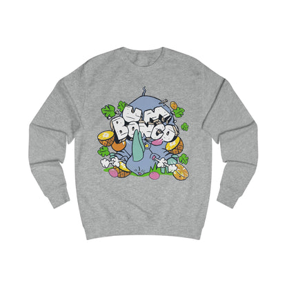 Official Um Bongo Hippo heather grey  sweatshirt with colourful graphic Rhino  design, Exclusive to Retro Tees