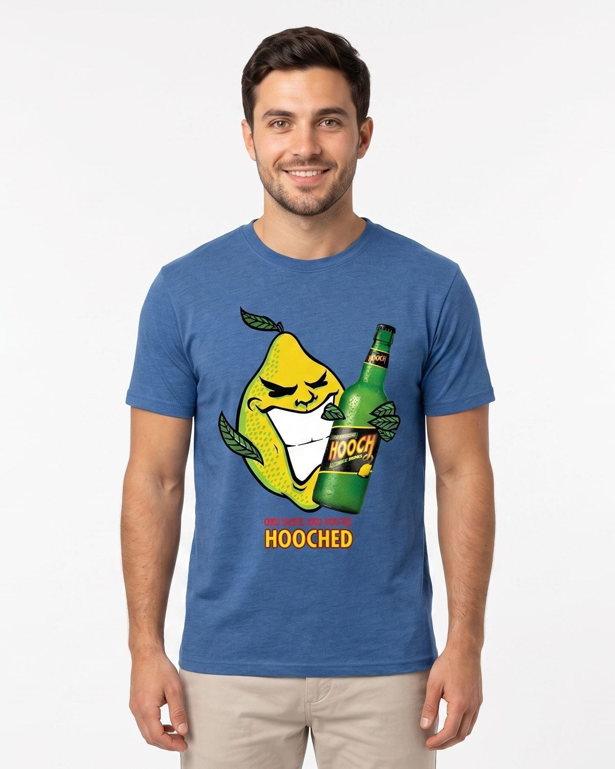 90s Party Lemon Hooched men’s Faded Denim T-shirt with colourful retro party graphic