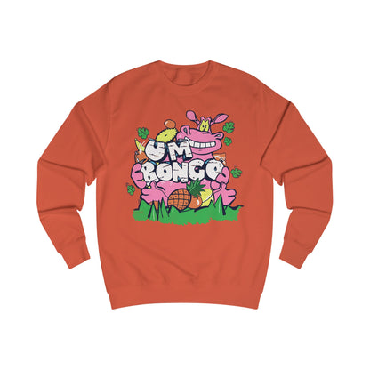 Official Um Bongo Hippo Burnt Orange  sweatshirt with colourful graphic Hippo design, Exclusive to Retro Tees