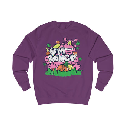 Official Um Bongo Hippo Purple sweatshirt with colourful graphic Hippo design, Exclusive to Retro Tees