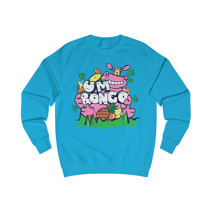 Official Um Bongo Hippo bright blue sweatshirt with colourful graphic Hippo design, Exclusive to Retro Tees