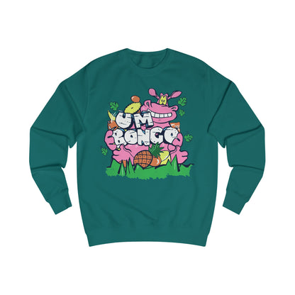 Official Um Bongo Hippo jade sweatshirt with colourful graphic Hippo design, Exclusive to Retro Tees
