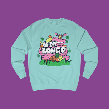 Official Um Bongo Hippo Peppermint sweatshirt with colourful graphic Hippo design, Exclusive to Retro Tees