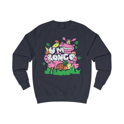 Official Um Bongo Hippo Deep Blue sweatshirt with colourful graphic Hippo design, Exclusive to Retro Tees