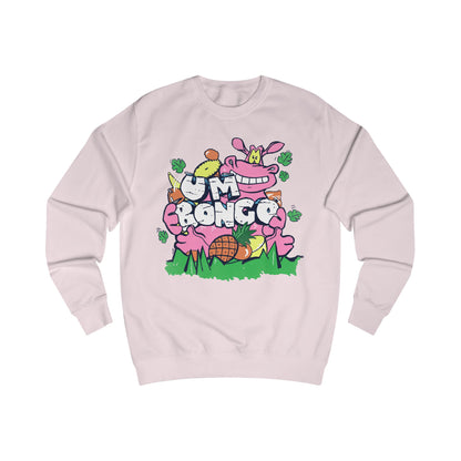 Official Um Bongo Hippo baby pink sweatshirt with colourful graphic Hippo design, Exclusive to Retro Tees