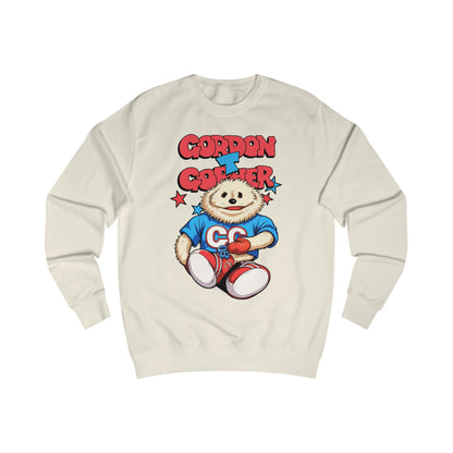 Beige sweatshirt with a cartoon 80s Puppet character and 'Gordon T Gopher' text 