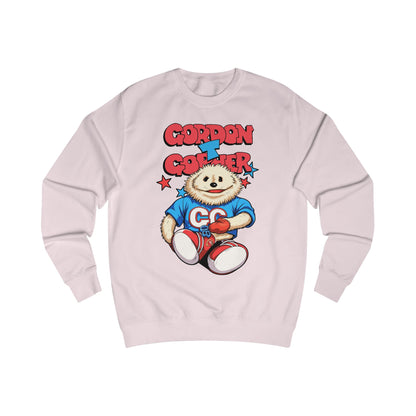 Light pink sweatshirt with a cartoon 80s Puppet character and 'Gordon T Gopher' text 