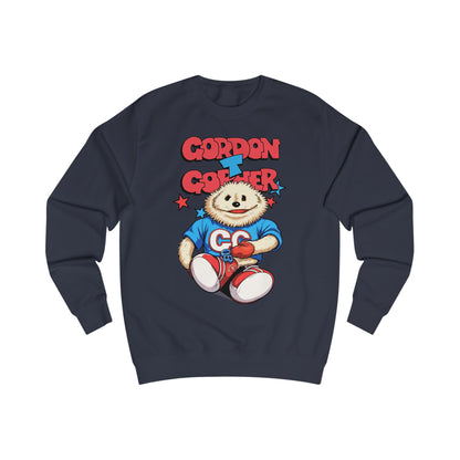 Navy blue sweatshirt with a cartoon character and 'Gordon Gopher' text on a white background