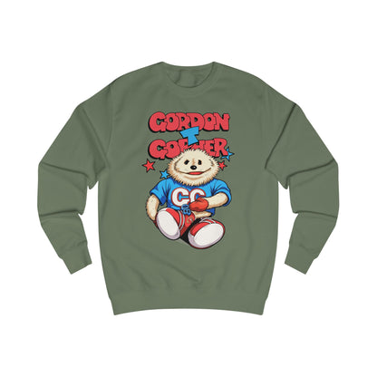 Green sweatshirt with a cartoon 80s Puppet character and 'Gordon T Gopher' text 