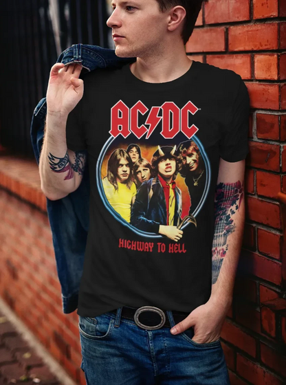 AC DC Highway To Hell Men s T Shirt Retro Tees Clothing