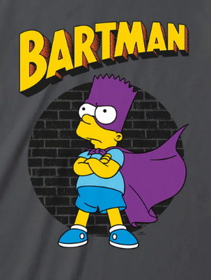 The Simpsons Official Grey t-shirt with Bartman graphic and 'Bartman' text 