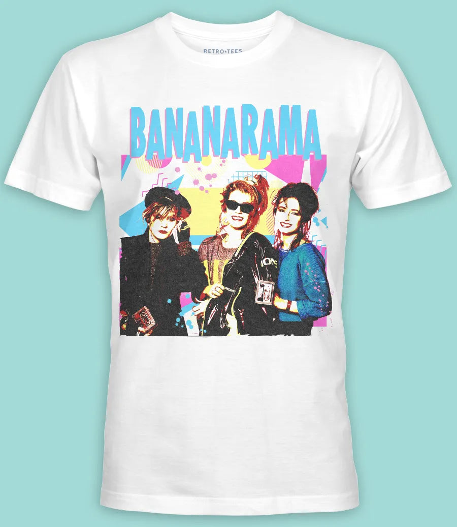 Retro Tees white short sleeve t shirt featuring 80s style Bananarama print