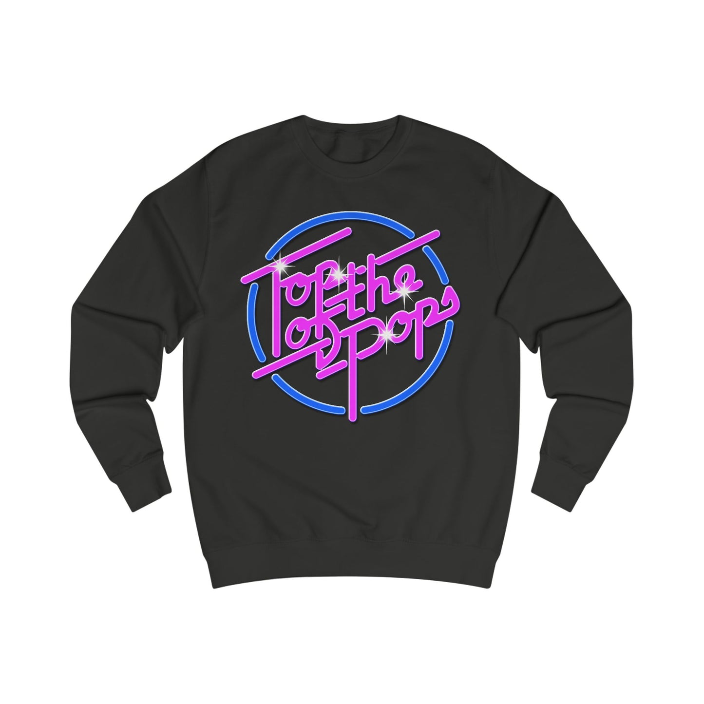 Black  sweatshirt with 80s 'Top of the pops' text design
