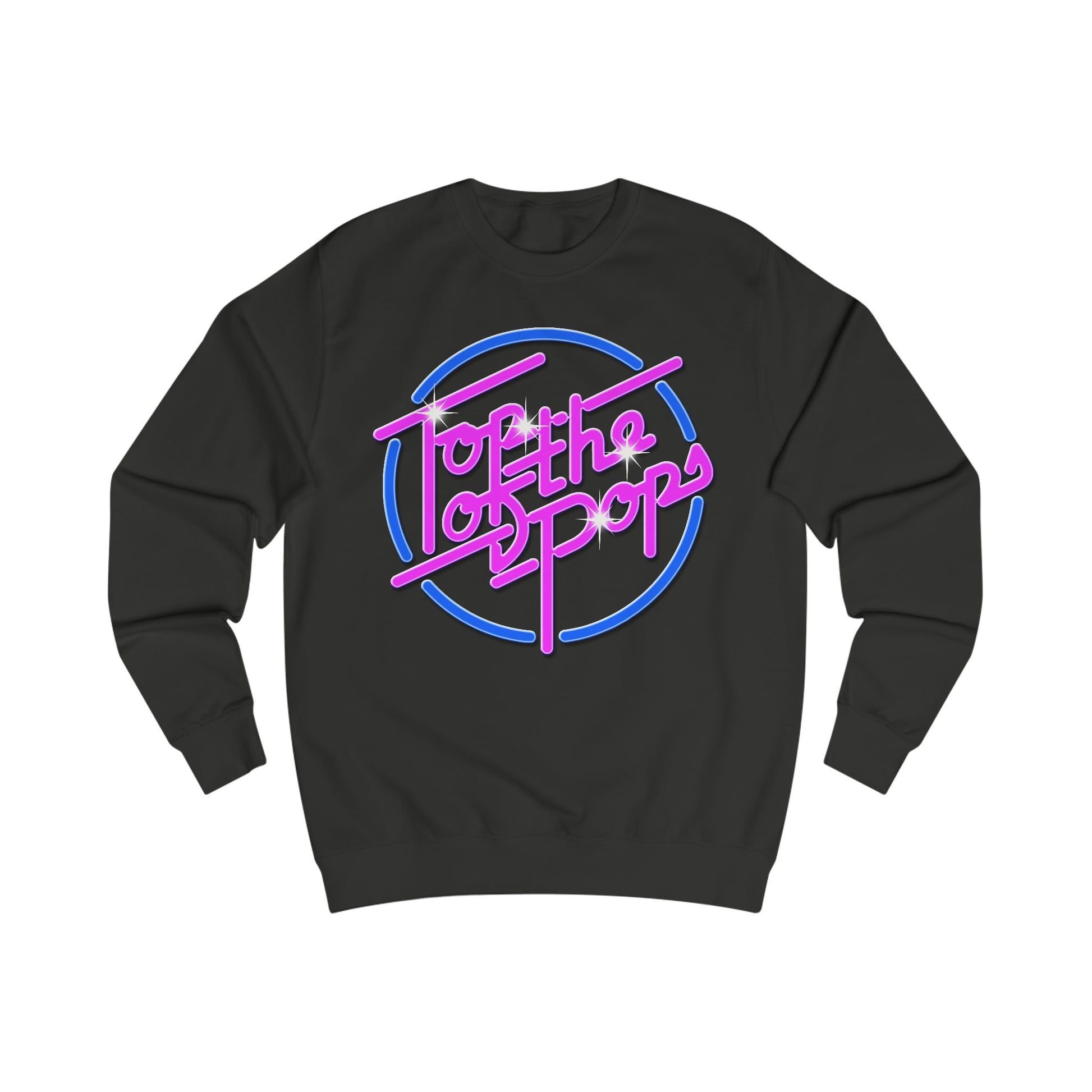 Black  sweatshirt with 80s 'Top of the pops' text design