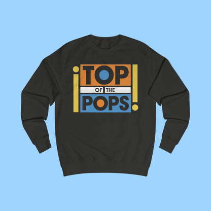 Black sweatshirt with 'Top of the Pops' 90s logo 