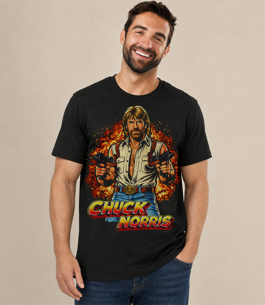 Retro Action Hero Tribute T-Shirt – Legendary Tough Guy Tee