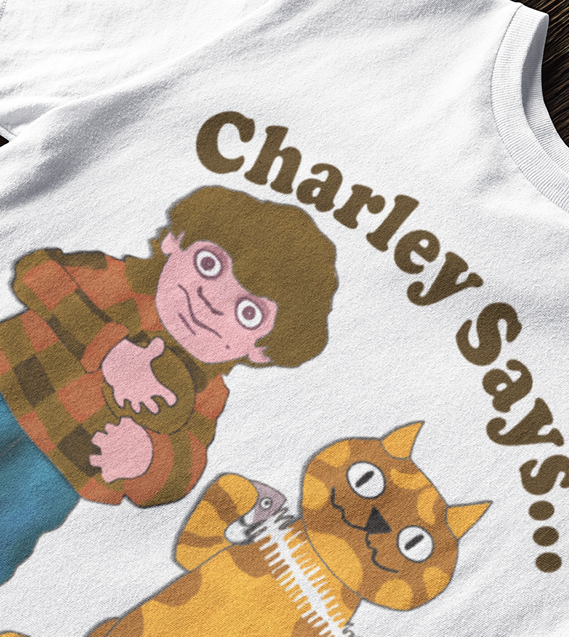 Charley Says Meow Unisex T-Shirt | Retro Safety Advert
