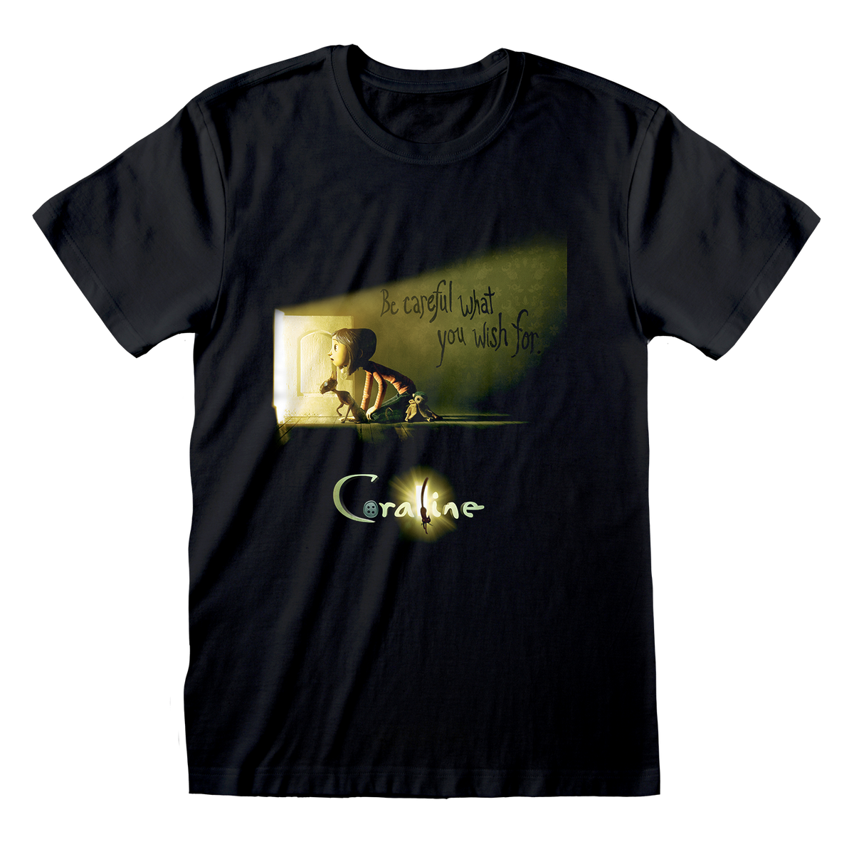 Coraline - Be Careful What You Wish For Black T-Shirt
