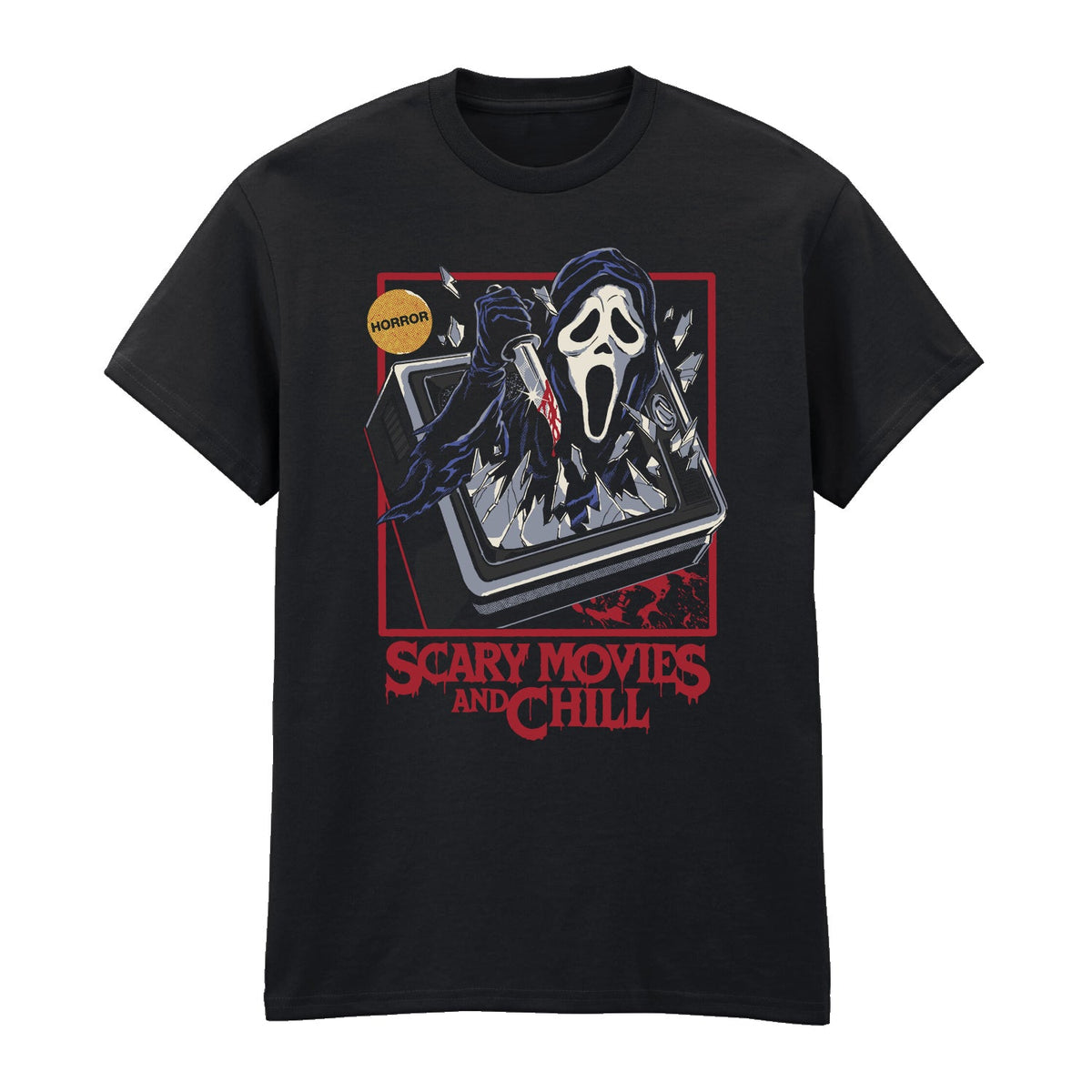 Ghost Face & Steven Rhodes - Scary Movies And Chill Black T-Shirt