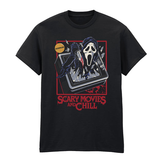 Ghost Face & Steven Rhodes - Scary Movies And Chill Black T-Shirt