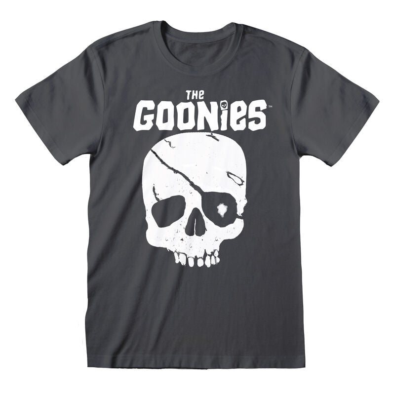 Goonies, The - Skull And Logo Charcoal T-Shirt