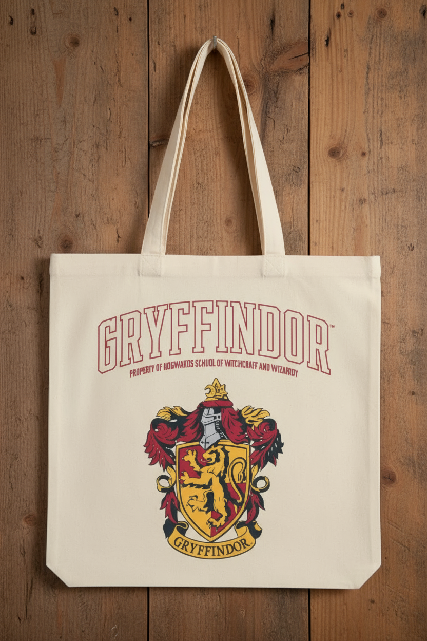 Harry Potter Tote bag with Gryffindor crest and text 