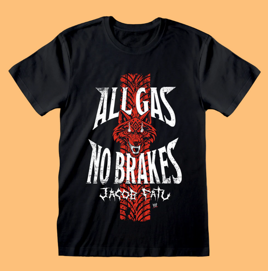 Official WWE Jacob Fatu Black t-shirt with red and white graphic design